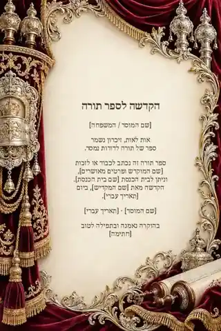הקדשה לספר תורה — צבעוני ועשיר