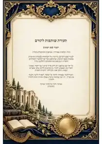 תעודת שותפות לתורם — חגיגי ומעוטר