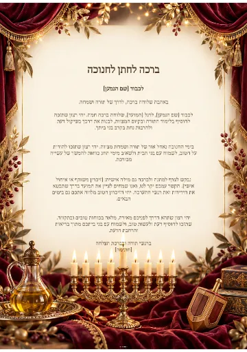 ברכה לחתן לחנוכה — גפן מלכותית