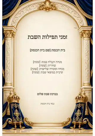 זמני תפילות לשבת — כתר תורה ושנהב