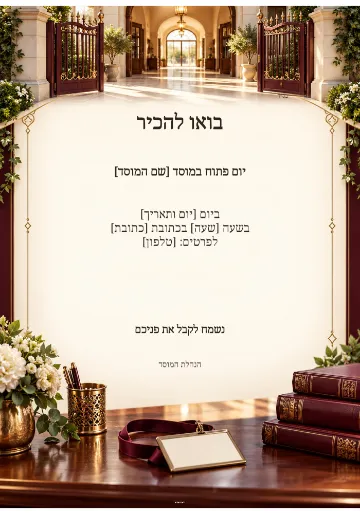 יום פתוח במוסד — קו מוסדי כחול וזהב