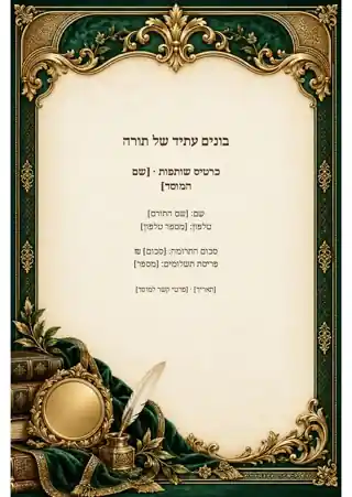 כרטיס התחייבות לתרומה — חגיגי ומעוטר