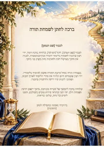 ברכה לחתן לשמחת תורה — עמודי שיש