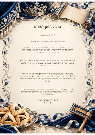 ברכה לחתן לפורים — כתר הספיר