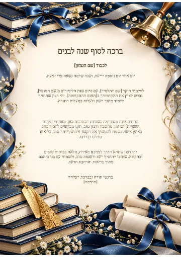 ברכה לסוף שנה לבנים — איגרת מפוארת