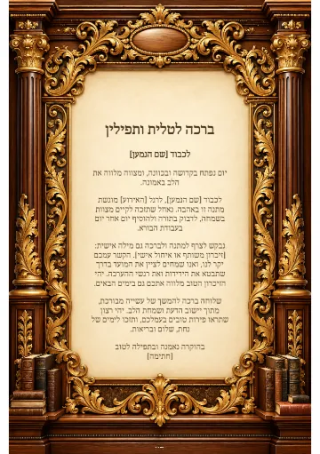 ברכה לטלית ותפילין — שערי עץ וזהב