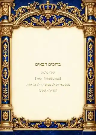 שערי מלכות — כחול וזהב — שלט כניסה