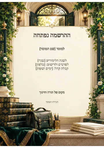 הרשמה לשנת הלימודים — קו מוסדי כחול וזהב