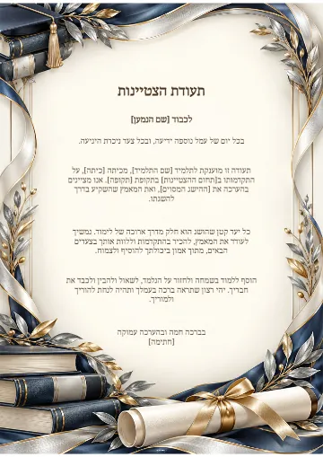 תעודת הצטיינות — שערי עץ וזהב
