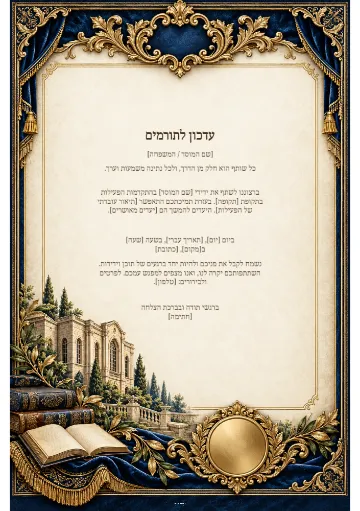 עדכון לתורמים — איגרת מפוארת
