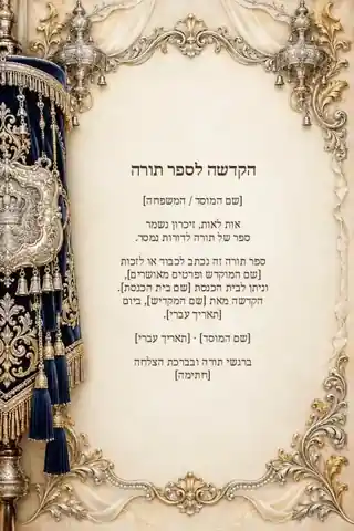 הקדשה לספר תורה — קלאסי ומאוזן