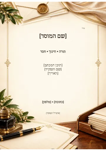 נייר מכתבים למוסד — קו מוסדי כחול וזהב