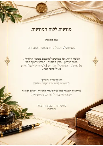 הודעה חשובה — איגרת מפוארת