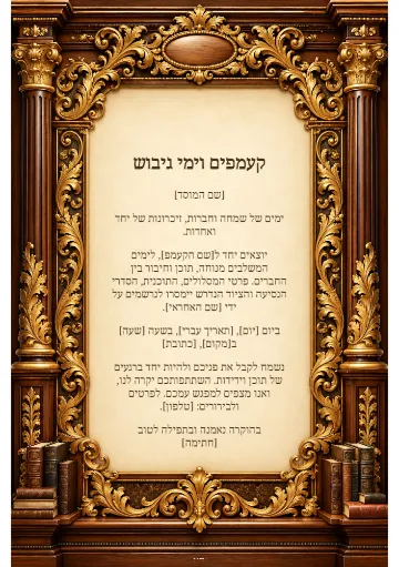 קעמפים וימי גיבוש — שערי עץ וזהב