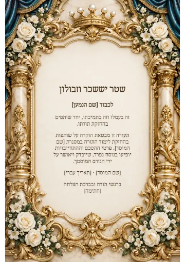 שטר יששכר וזבולון — פריחה מלכותית
