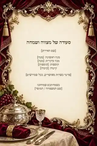 תפריט סעודת מצווה — חגיגי ומעוטר