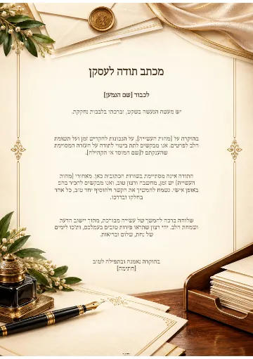 מכתב תודה לעסקן — עמודי שיש