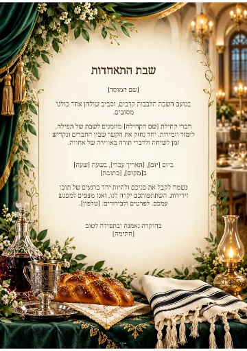 שבת התאחדות — איגרת מפוארת