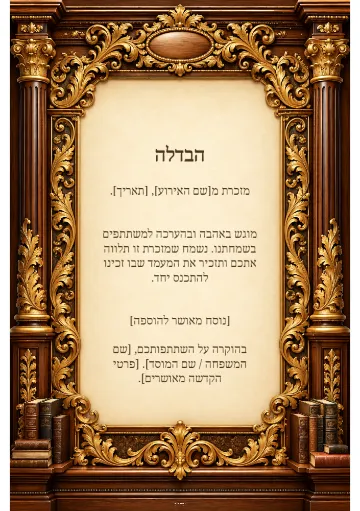 הבדלה — שערי עץ וזהב