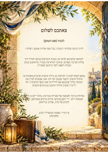 צאתכם לשלום — שערי עץ וזהב