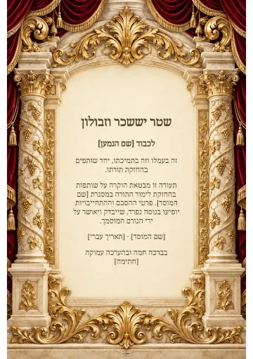 שטר יששכר וזבולון — עמודי שיש