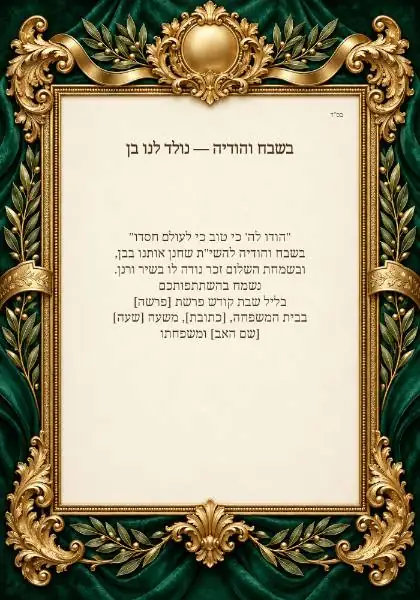 שלום זכר — כתר תורה