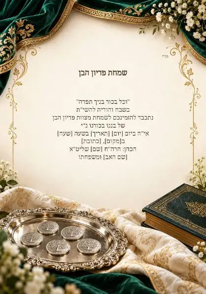 פדיון הבן — עיצוב נושאי מקורי