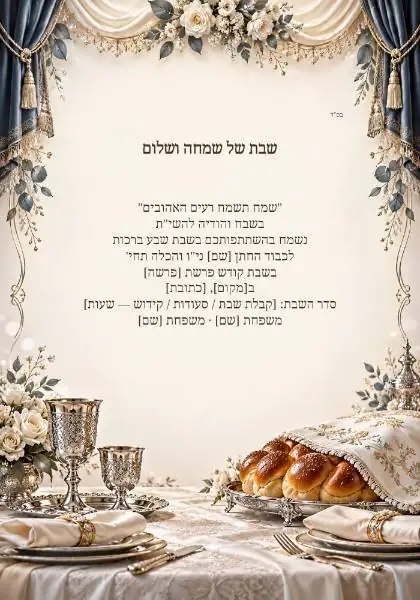 שבת שבע ברכות — עיצוב נושאי מקורי