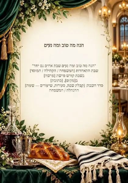 שבת התאחדות — עיצוב נושאי מקורי