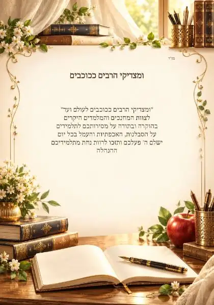 ברכות לצוותי חינוך — עיצוב נושאי מקורי
