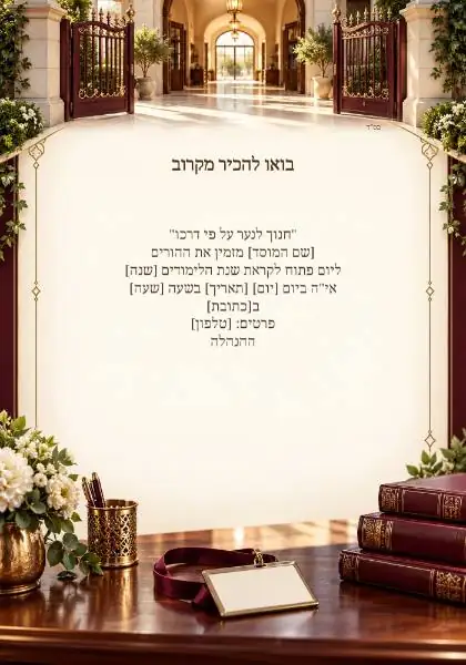 יום פתוח למוסד — עיצוב נושאי מקורי